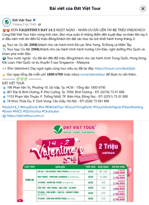 Mẫu bài viết quảng cáo du lịch