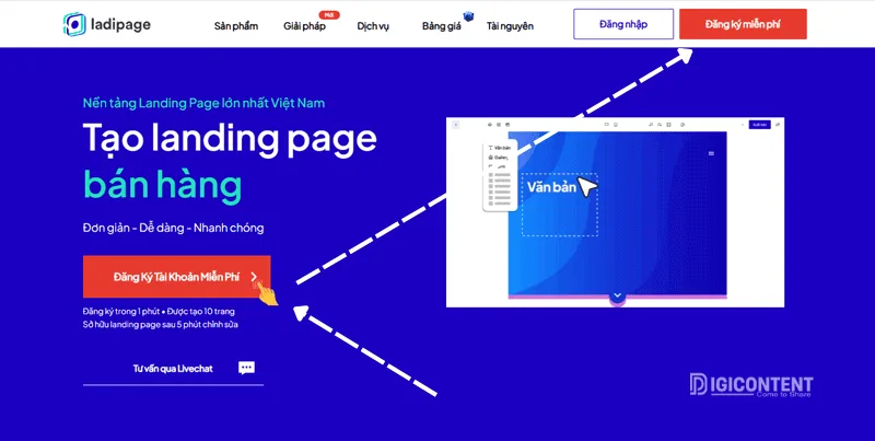 Tạo tài khoản Ladipage miễn phí