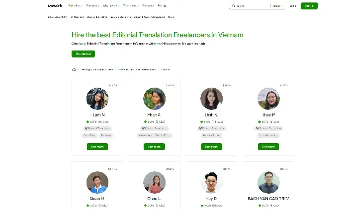 Web tuyển cộng tác viên dịch truyện Upwork