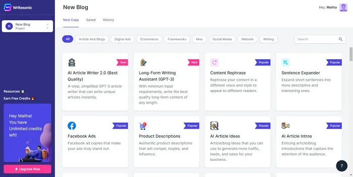 Writesonic - Công cụ AI viết content