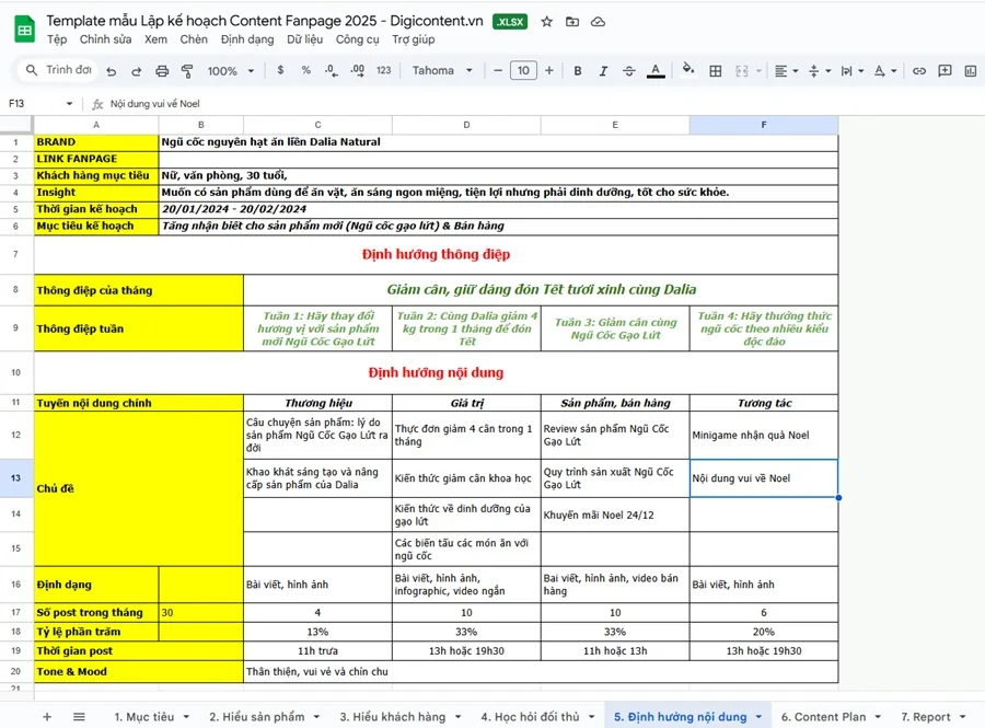 Mẫu plan content cho Fanpage tối ưu chuẩn nhất (2025) 9 mẫu Lập kế hoạch Content Fanpage