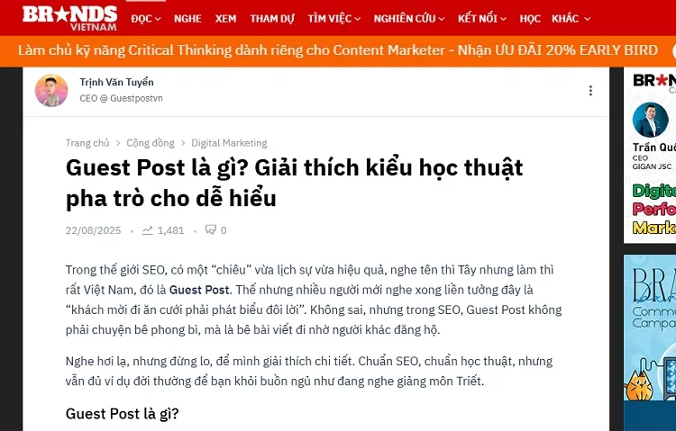 Guest Post là gì? Tìm hiểu về Guest Post từ A - Z 3 Lợi ích của Guest post là gì